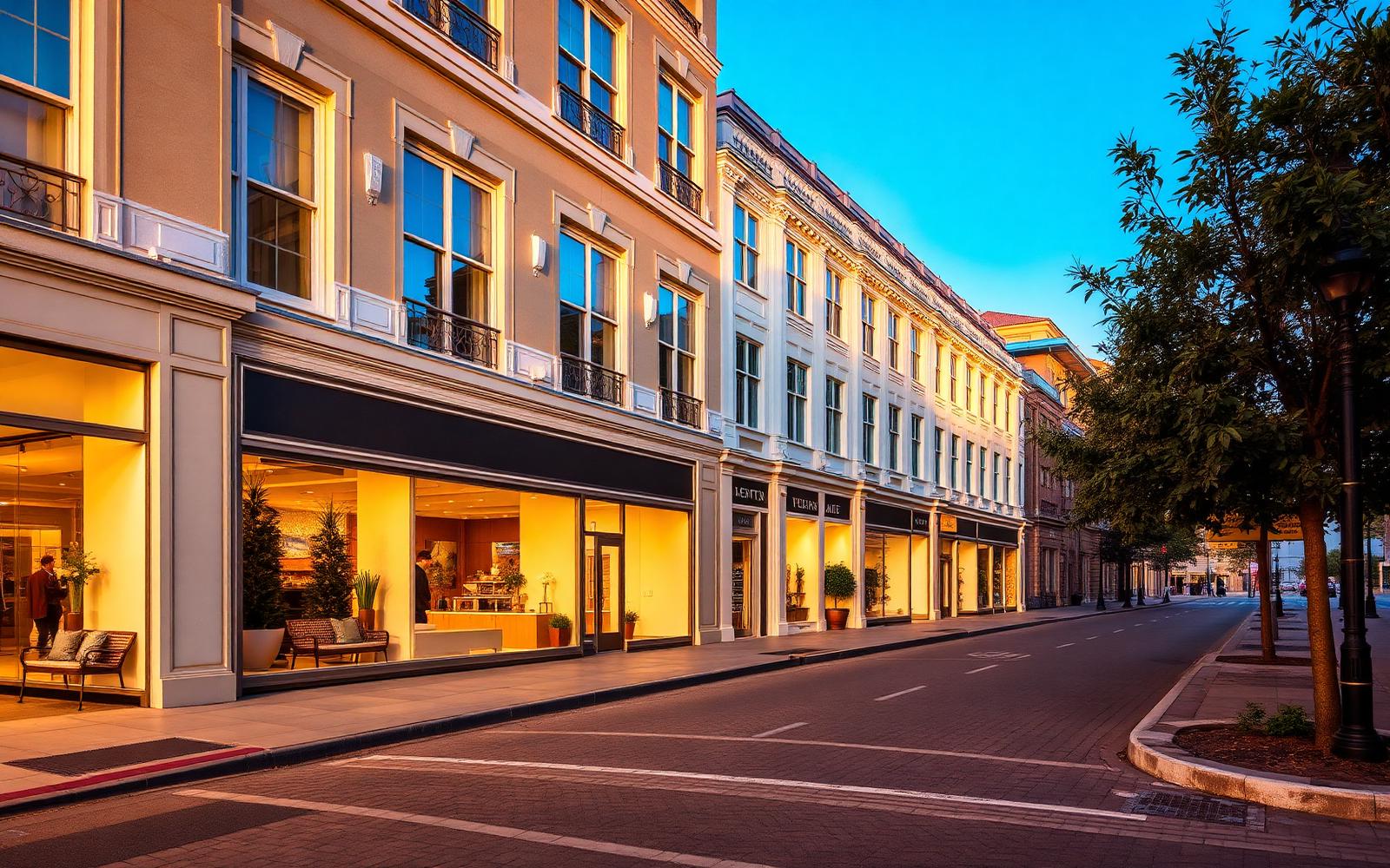 Boutique mixed-use streetscape